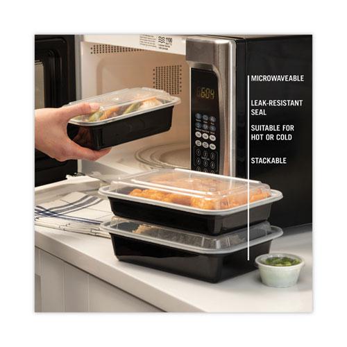 Newspring VERSAtainer Microwavable Containers, 38 oz, 6 x 8.5 x 2, Black/Clear, Plastic, 150/Carton. Picture 6