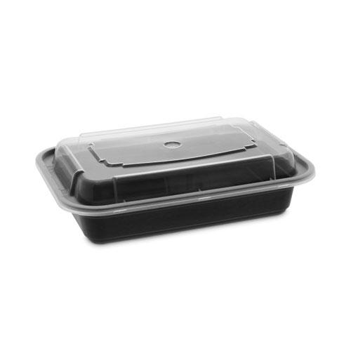 Newspring VERSAtainer Microwavable Containers, 16 oz, 5 x 7.25 x 1.5, Black/Clear, Plastic, 150/Carton. Picture 1