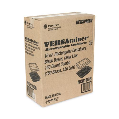 Newspring VERSAtainer Microwavable Containers, 16 oz, 5 x 7.25 x 1.5, Black/Clear, Plastic, 150/Carton. Picture 2