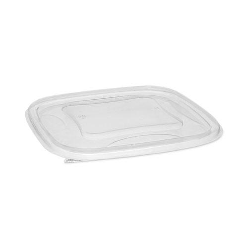 EarthChoice Square Recycled Bowl Flat Lid, 7.38 x 7.38 x 0.26, Clear, Plastic, 300/Carton. Picture 1