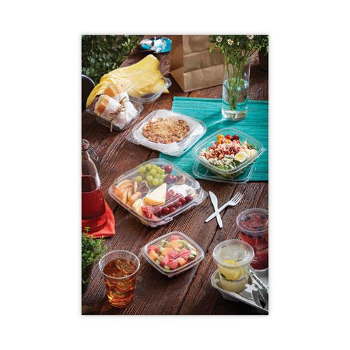 EarthChoice Square Recycled Bowl Flat Lid, 7.38 x 7.38 x 0.26, Clear, Plastic, 300/Carton. Picture 7