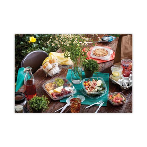 EarthChoice Square Recycled Bowl Flat Lid, 7.38 x 7.38 x 0.26, Clear, Plastic, 300/Carton. Picture 8