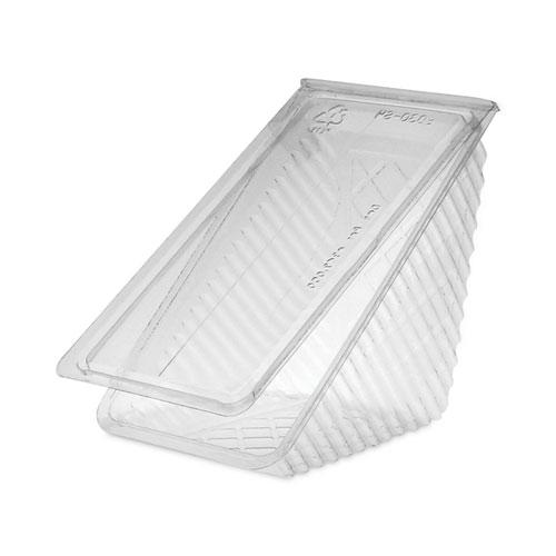 Plastic Hinged Lid Sandwich Container, 3.25 x 6.5 x 3, Clear, 85/Pack, 3 Packs/Carton. The main picture.