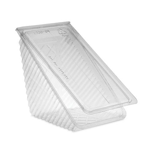 Plastic Hinged Lid Sandwich Container, 3.25 x 6.5 x 3, Clear, 85/Pack, 3 Packs/Carton. Picture 2