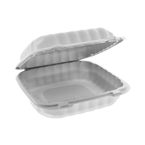 EarthChoice SmartLock Microwavable MFPP Hinged Lid Container, 8.31 x 8.35 x 3.1, White, Plastic, 200/Carton. Picture 1