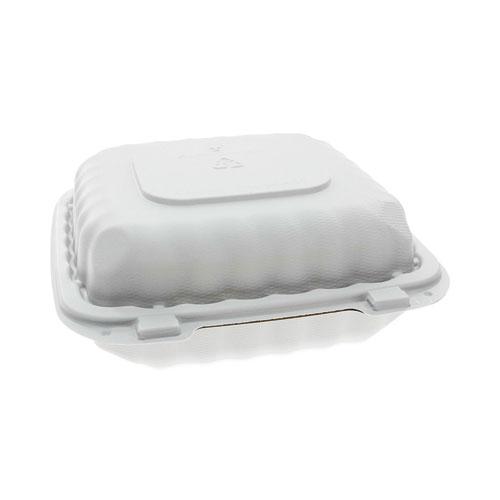 EarthChoice SmartLock Microwavable MFPP Hinged Lid Container, 8.31 x 8.35 x 3.1, White, Plastic, 200/Carton. Picture 2
