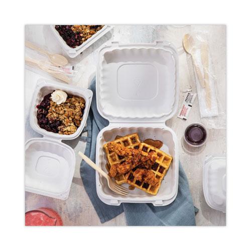 EarthChoice SmartLock Microwavable MFPP Hinged Lid Container, 8.31 x 8.35 x 3.1, White, Plastic, 200/Carton. Picture 6