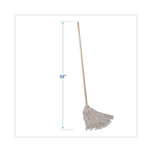 Handle/Deck Mops, #24 White Cotton Head, 54" Natural Wood Handle, 6/Pack. Picture 2