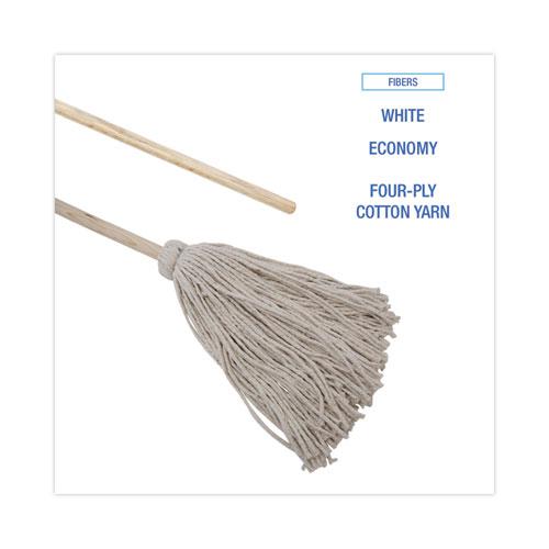 Handle/Deck Mops, #24 White Cotton Head, 54" Natural Wood Handle, 6/Pack. Picture 4