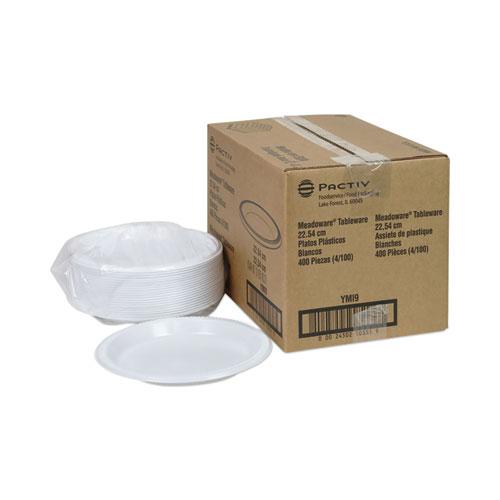 Meadoware Impact Plastic Dinnerware, Plate, 8.88" dia, White, 400/Carton. Picture 4