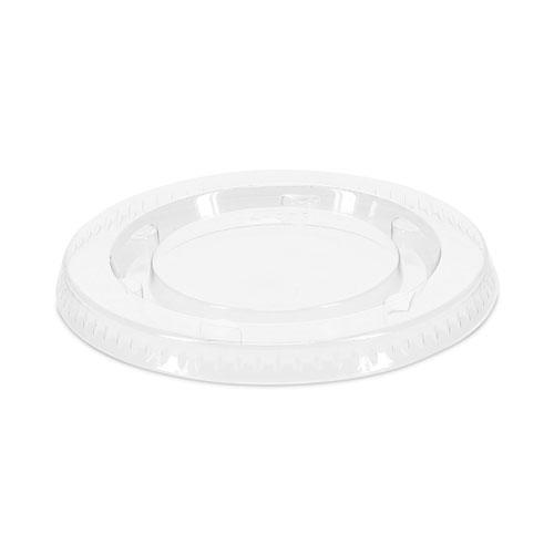 Plastic Portion Cup Lid, Fits 1.5 oz to 2.5 oz Cups, Clear, 100/Pack, 24 Packs/Carton. The main picture.