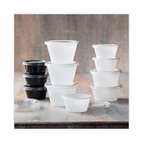 Plastic Portion Cup Lid, Fits 1.5 oz to 2.5 oz Cups, Clear, 100/Pack, 24 Packs/Carton. Picture 8