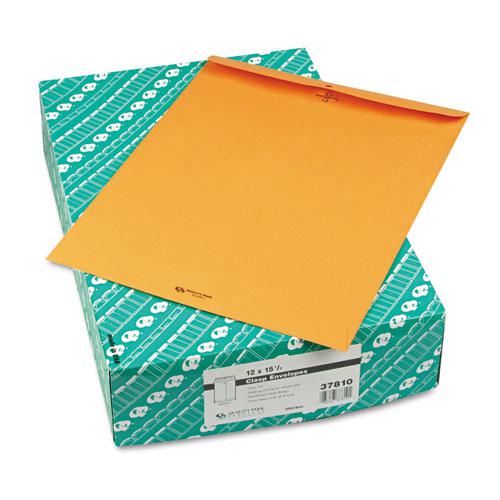 Clasp Envelope, #15 1/2, Square Flap, Clasp/Gummed Closure, 12 x 15.5, Brown Kraft, 100/Box. Picture 3