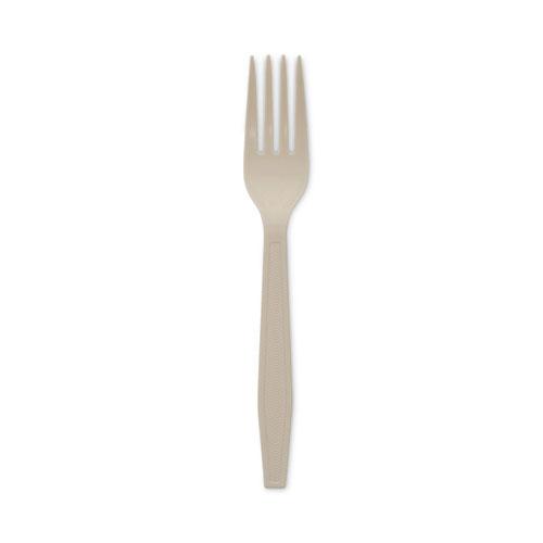 EarthChoice PSM Cutlery, Heavyweight, Fork, 6.88", Tan, 1,000/Carton. Picture 1