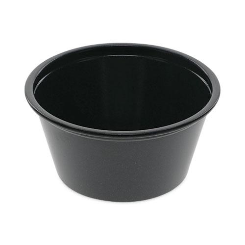 Plastic Portion Cup, 2 oz, Black, 200/Bag, 12 Bags/Carton. Picture 1