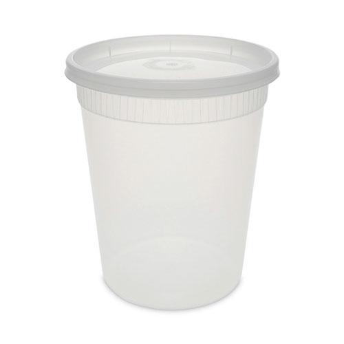 Newspring DELItainer Microwavable Container, 32 oz, 4 .55 Diameter x 5.55 h, Clear, Plastic, 240/Carton. Picture 1