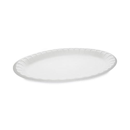 Placesetter Satin Non-Laminated Foam Dinnerware, Oval Platter, 11.5 x 8.5, White, 500/Carton. Picture 1