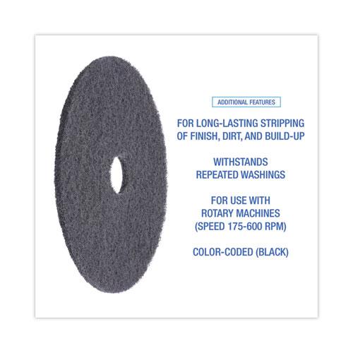 High Performance Stripping Floor Pads, 20" Diameter, Black, 5/Carton. Picture 4
