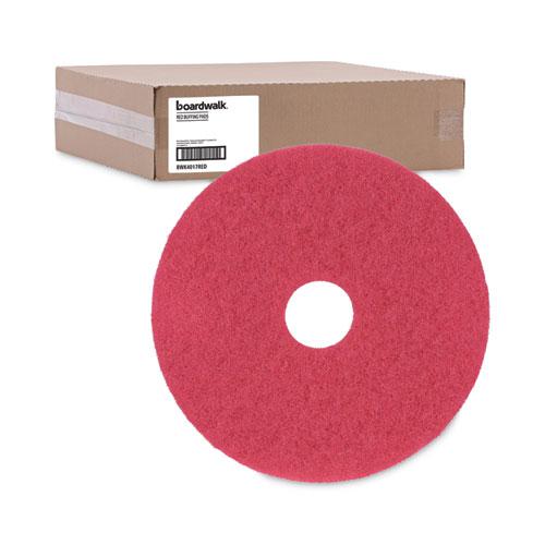 Buffing Floor Pads, 17" Diameter, Red, 5/Carton. Picture 5
