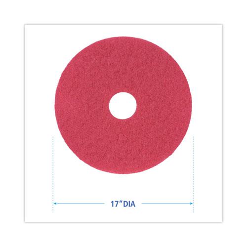 Buffing Floor Pads, 17" Diameter, Red, 5/Carton. Picture 2