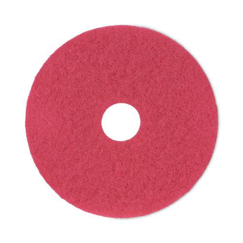 Buffing Floor Pads, 17" Diameter, Red, 5/Carton. Picture 1