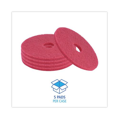 Buffing Floor Pads, 16" Diameter, Red, 5/Carton. Picture 3