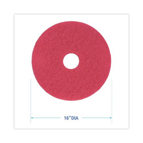 Buffing Floor Pads, 16" Diameter, Red, 5/Carton. Picture 2