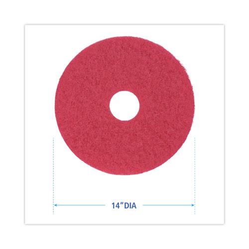 Buffing Floor Pads, 14" Diameter, Red, 5/Carton. Picture 2