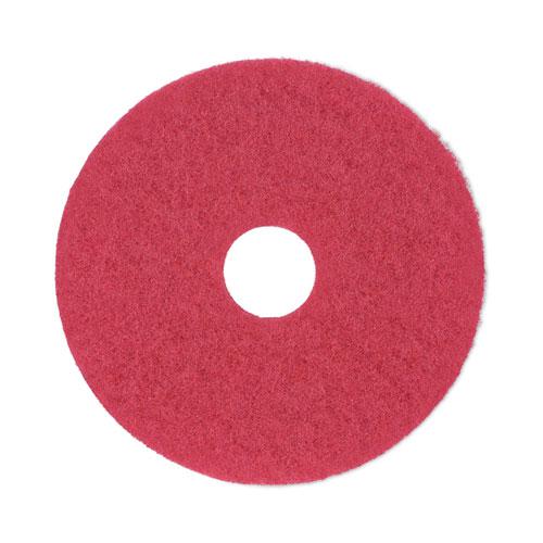 Buffing Floor Pads, 14" Diameter, Red, 5/Carton. Picture 1