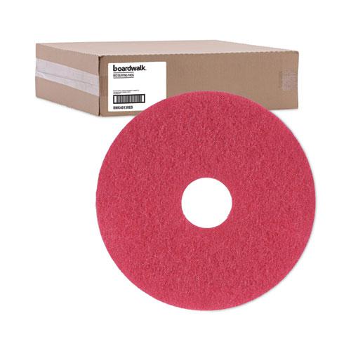 Buffing Floor Pads, 13" Diameter, Red, 5/Carton. Picture 5