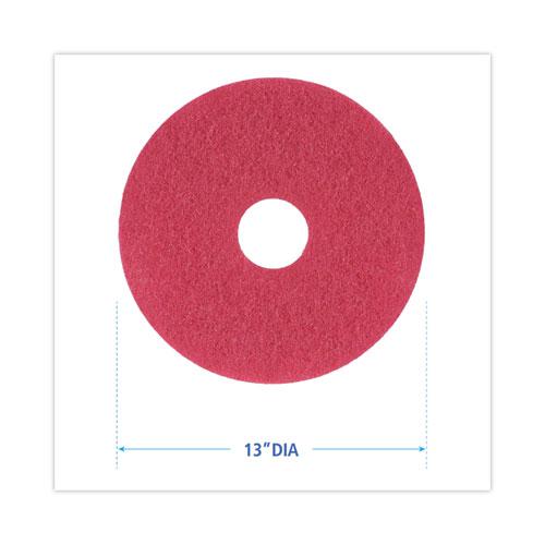 Buffing Floor Pads, 13" Diameter, Red, 5/Carton. Picture 2