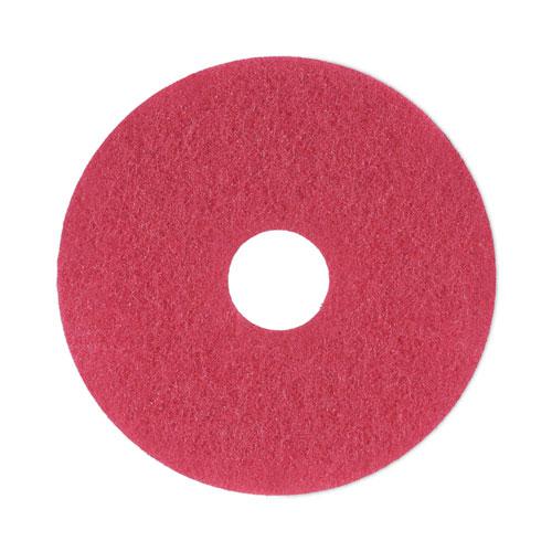 Buffing Floor Pads, 13" Diameter, Red, 5/Carton. Picture 1