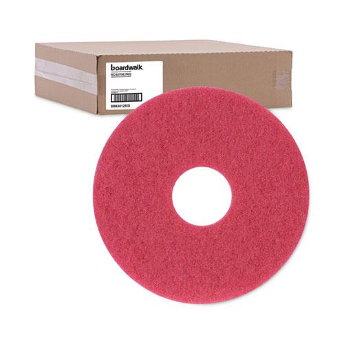 Buffing Floor Pads, 12" Diameter, Red, 5/Carton. Picture 5