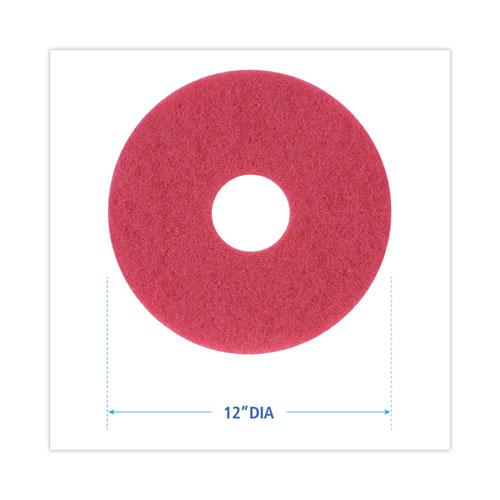 Buffing Floor Pads, 12" Diameter, Red, 5/Carton. Picture 2