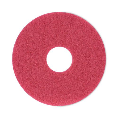 Buffing Floor Pads, 12" Diameter, Red, 5/Carton. Picture 1