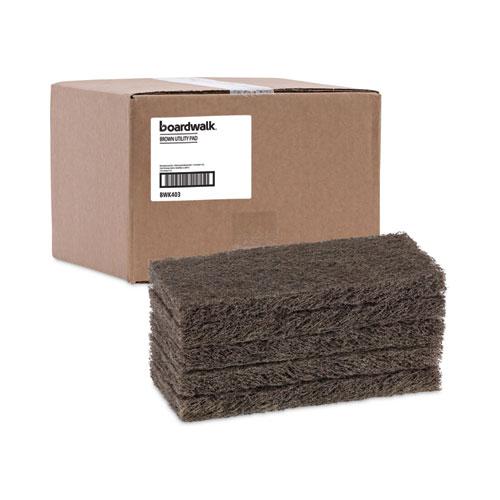 Heavy-Duty Scour Pad, 4.63 x 10, Brown, 20/Carton. Picture 6