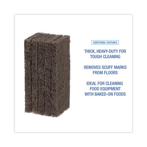 Heavy-Duty Scour Pad, 4.63 x 10, Brown, 20/Carton. Picture 4