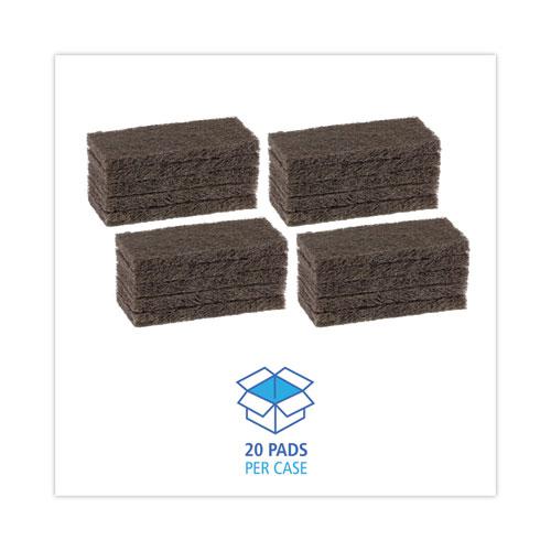 Heavy-Duty Scour Pad, 4.63 x 10, Brown, 20/Carton. Picture 3