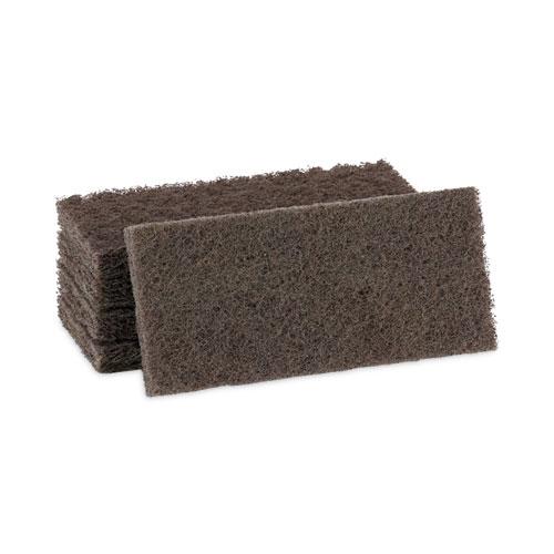 Heavy-Duty Scour Pad, 4.63 x 10, Brown, 20/Carton. Picture 1
