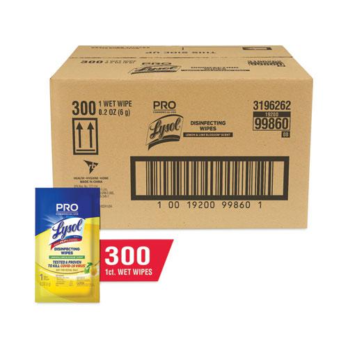 Professional Disinfecting Wipe Single Count Packet, 6 x 7, Lemon and Lime Blossom, 300 Packets/Carton. Picture 2