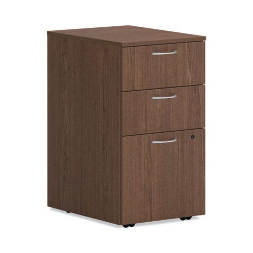 Mod Mobile Pedestal, Left or Right, 3-Drawers: Box/Box/File, Legal/Letter, Sepia Walnut, 15" x 20" x 28". Picture 1