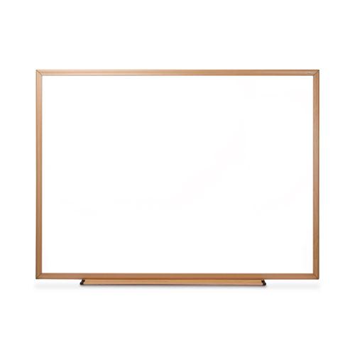 Deluxe Melamine Dry Erase Board, 48 x 36, Melamine White Surface, Oak Fiberboard Frame. Picture 1