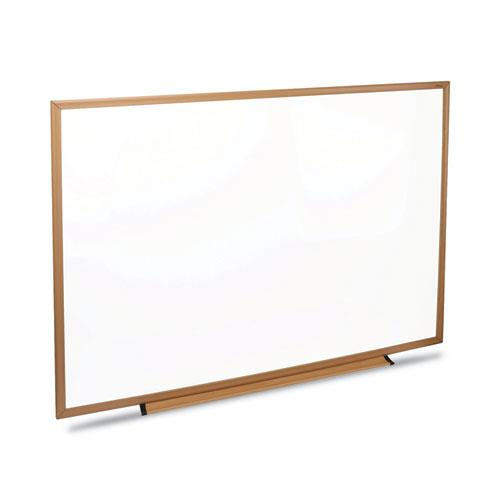 Deluxe Melamine Dry Erase Board, 48 x 36, Melamine White Surface, Oak Fiberboard Frame. Picture 2