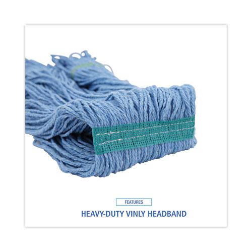 Super Loop Wet Mop Head, Cotton/Synthetic Fiber, 1" Headband, Medium Size, Blue, 12/Carton. Picture 6