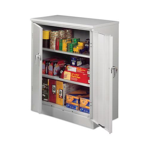 Assembled 42" High Heavy-Duty Welded Storage Cabinet, Two Adjustable Shelves, 36w x 18d, Light Gray. Picture 3