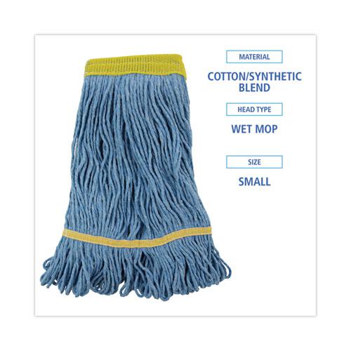 Super Loop Wet Mop Head, Cotton/Synthetic Fiber, 5" Headband, Small Size, Blue, 12/Carton. Picture 2
