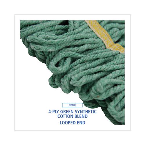 Super Loop Wet Mop Head, Cotton/Synthetic Fiber, 5" Headband, Small Size, Green, 12/Carton. Picture 4