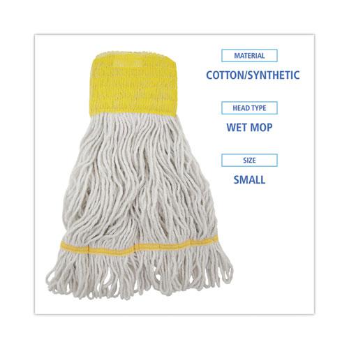 Super Loop Wet Mop Head, Cotton/Synthetic Fiber, 5" Headband, Small Size, White, 12/Carton. Picture 2