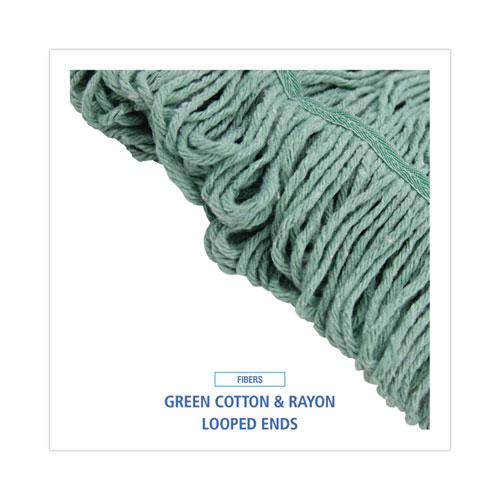 Mop Head, Premium Standard Head, Cotton/Rayon Fiber, Medium, Green, 12/Carton. Picture 4