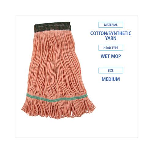 Super Loop Wet Mop Head, Cotton/Synthetic Fiber, 5" Headband, Medium Size, Orange, 12/Carton. Picture 2